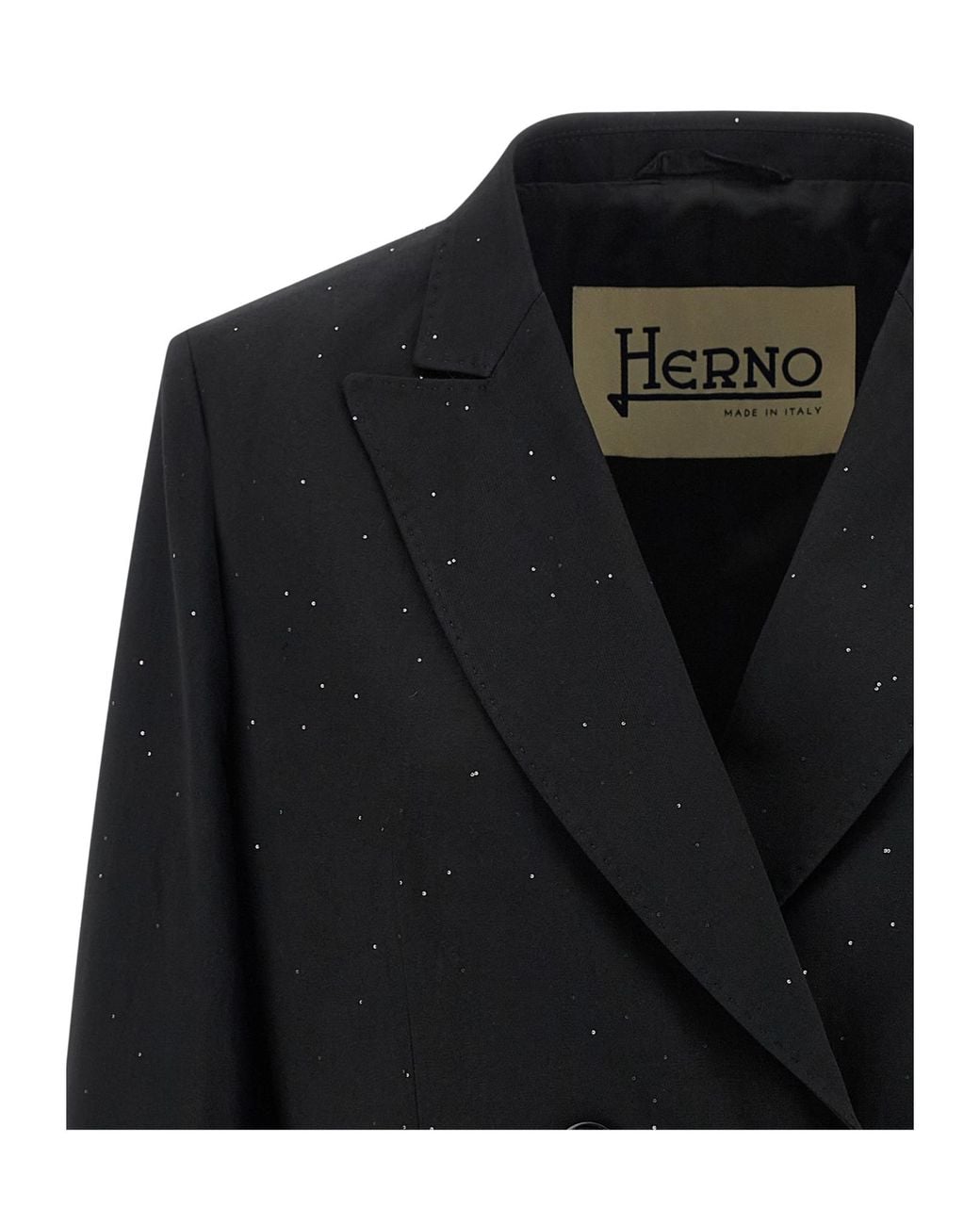 Herno Black Micro Sequin Double-Breasted Blazer