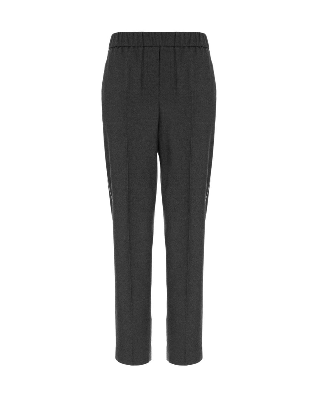 Peserico Gray Bead-Embellished Elasticated-Waistband Trousers