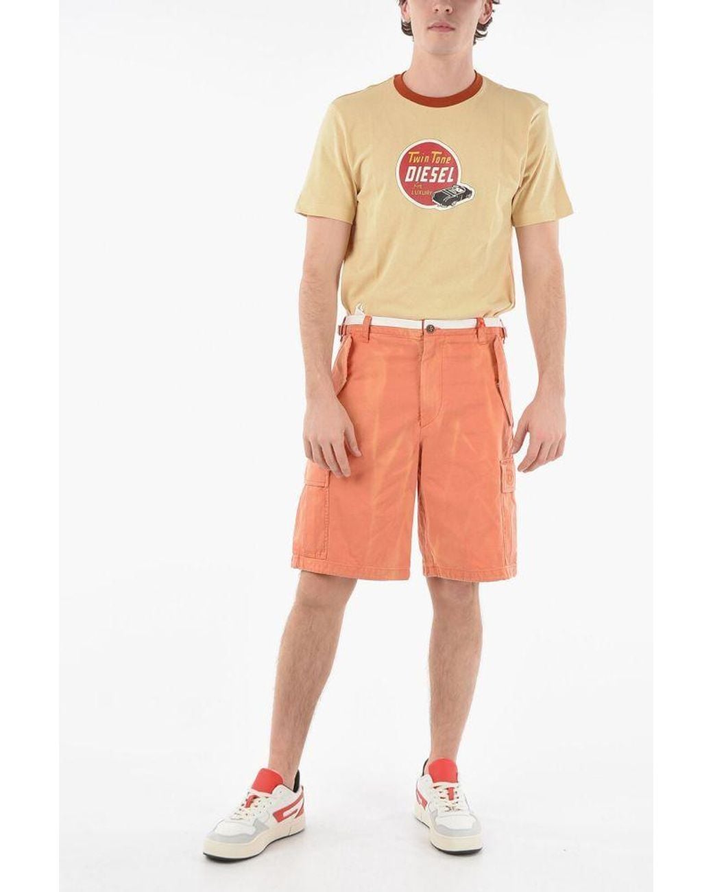 DIESEL Logo Shorts in Orange for Men | Lyst