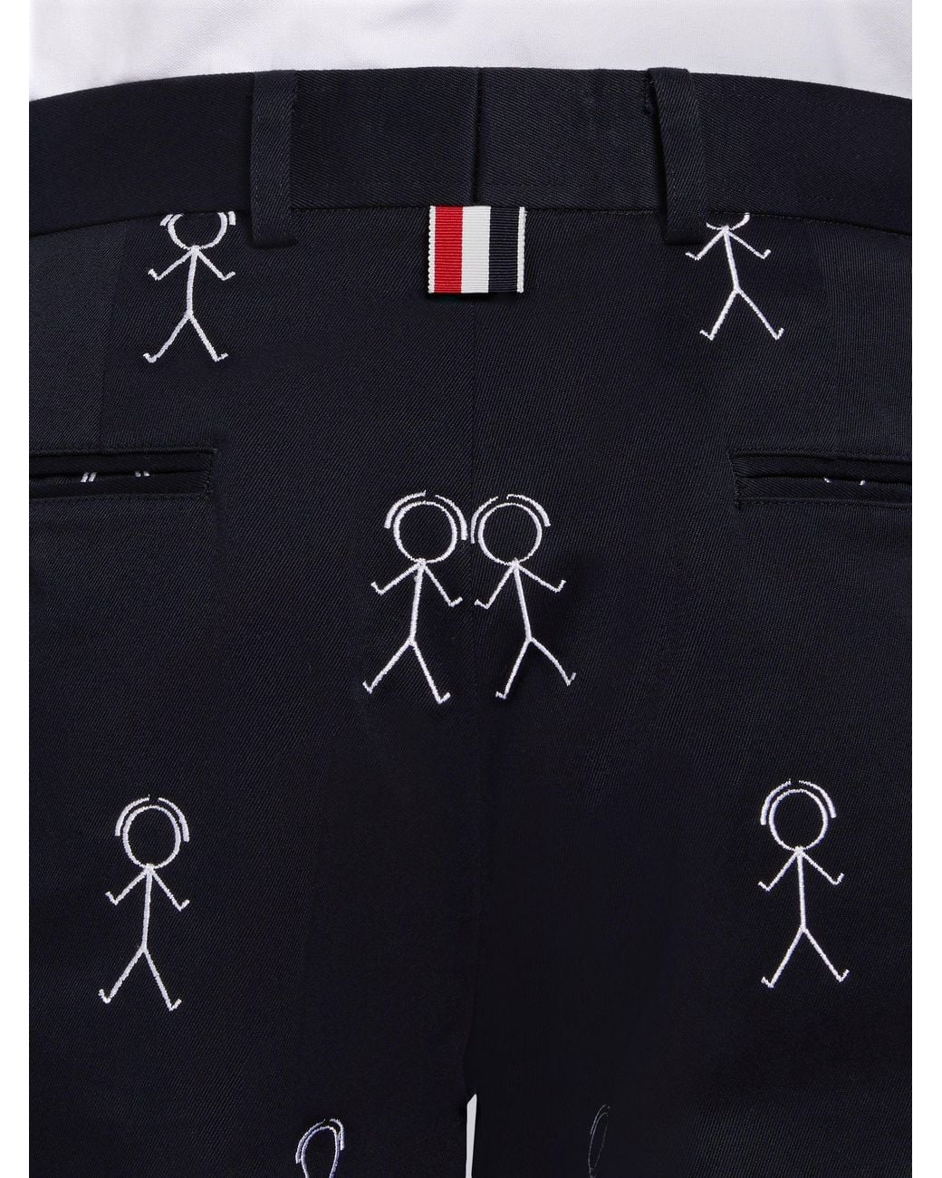 Thom Browne Blue Logo Details Casual Pants for men