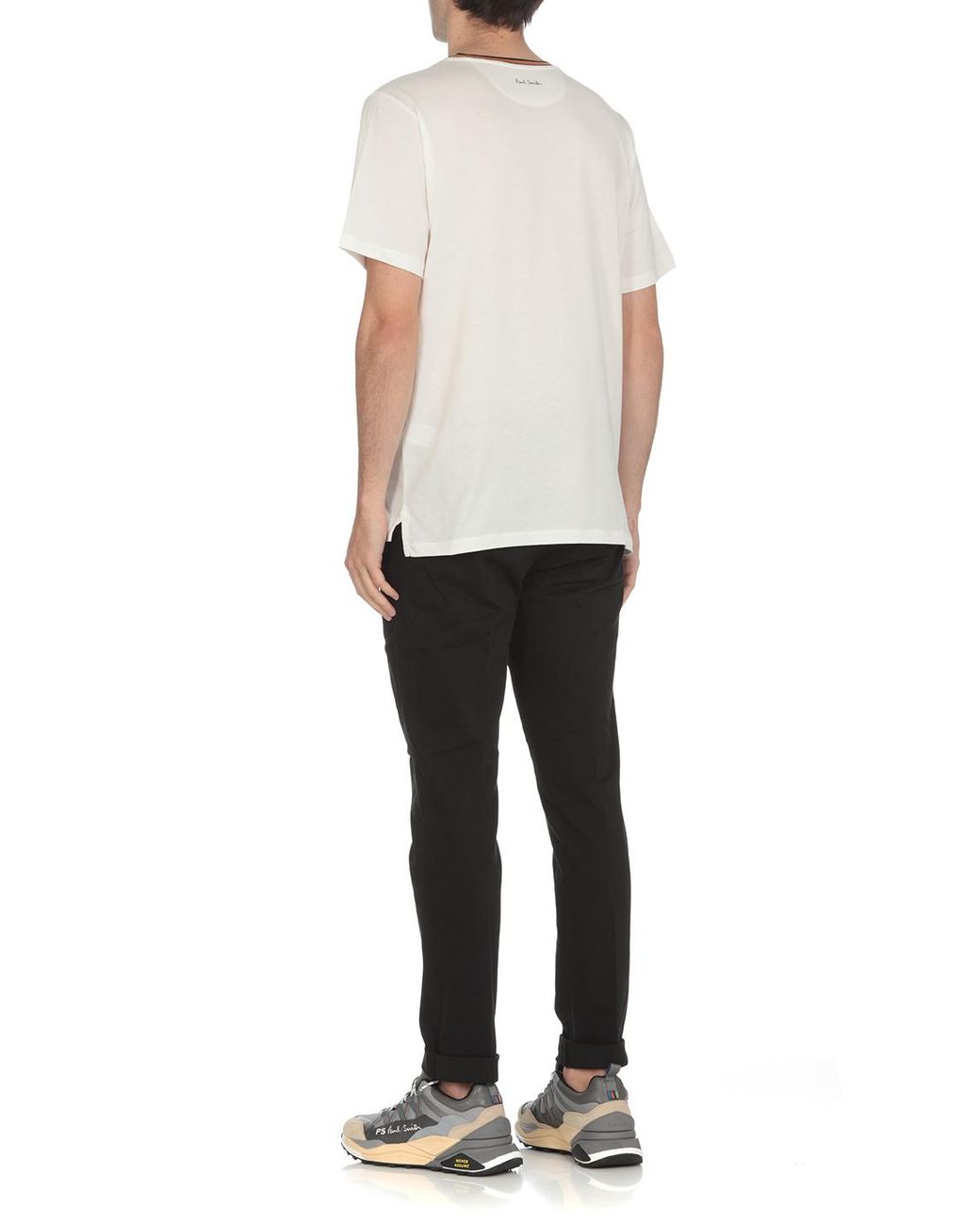 Paul Smith White Artist Stripe Collar T-Shirt for men