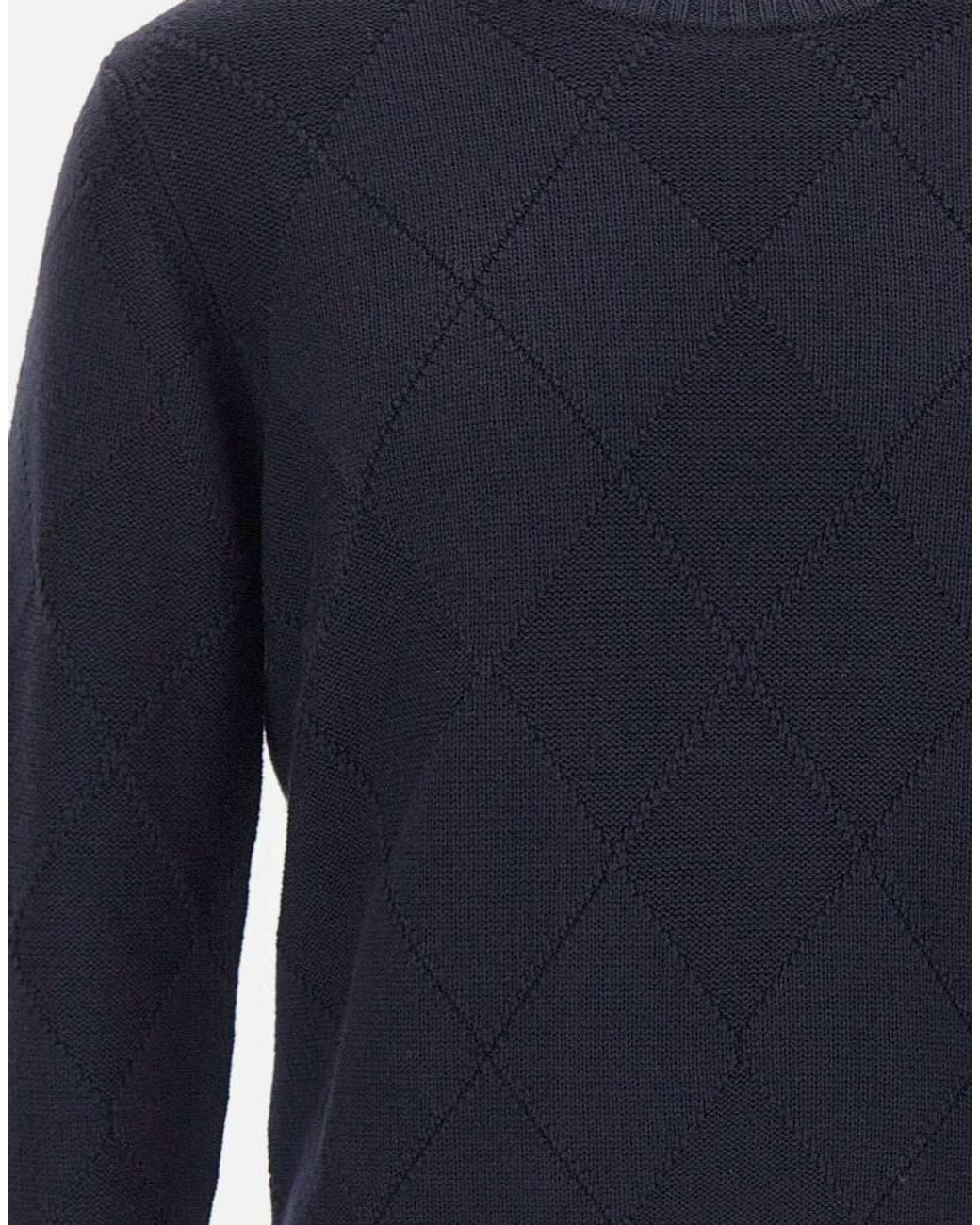 Kangra Cashmere Blue Kangra Diamond-Knit Crew Neck Knitted Sweater for men