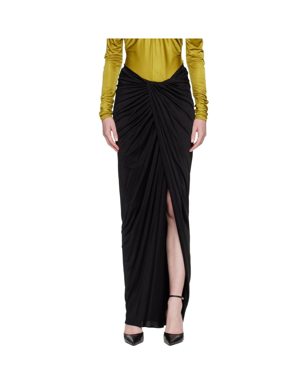 Balmain Black Slit Skirt
