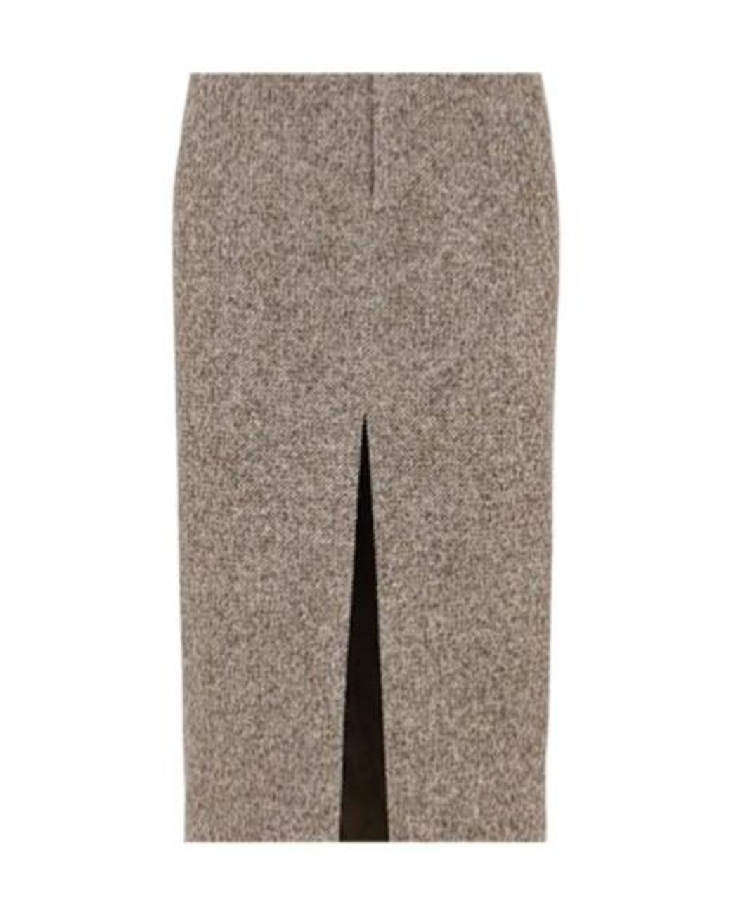 Brunello Cucinelli Gray Front Split Knit Long Skirt