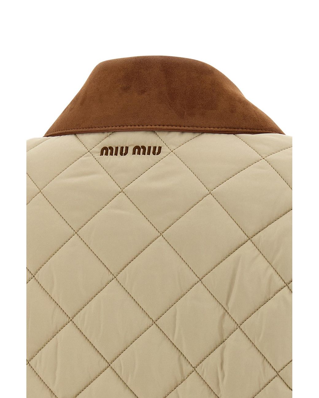 Miu Miu Natural Quilted Button-Up Jacket
