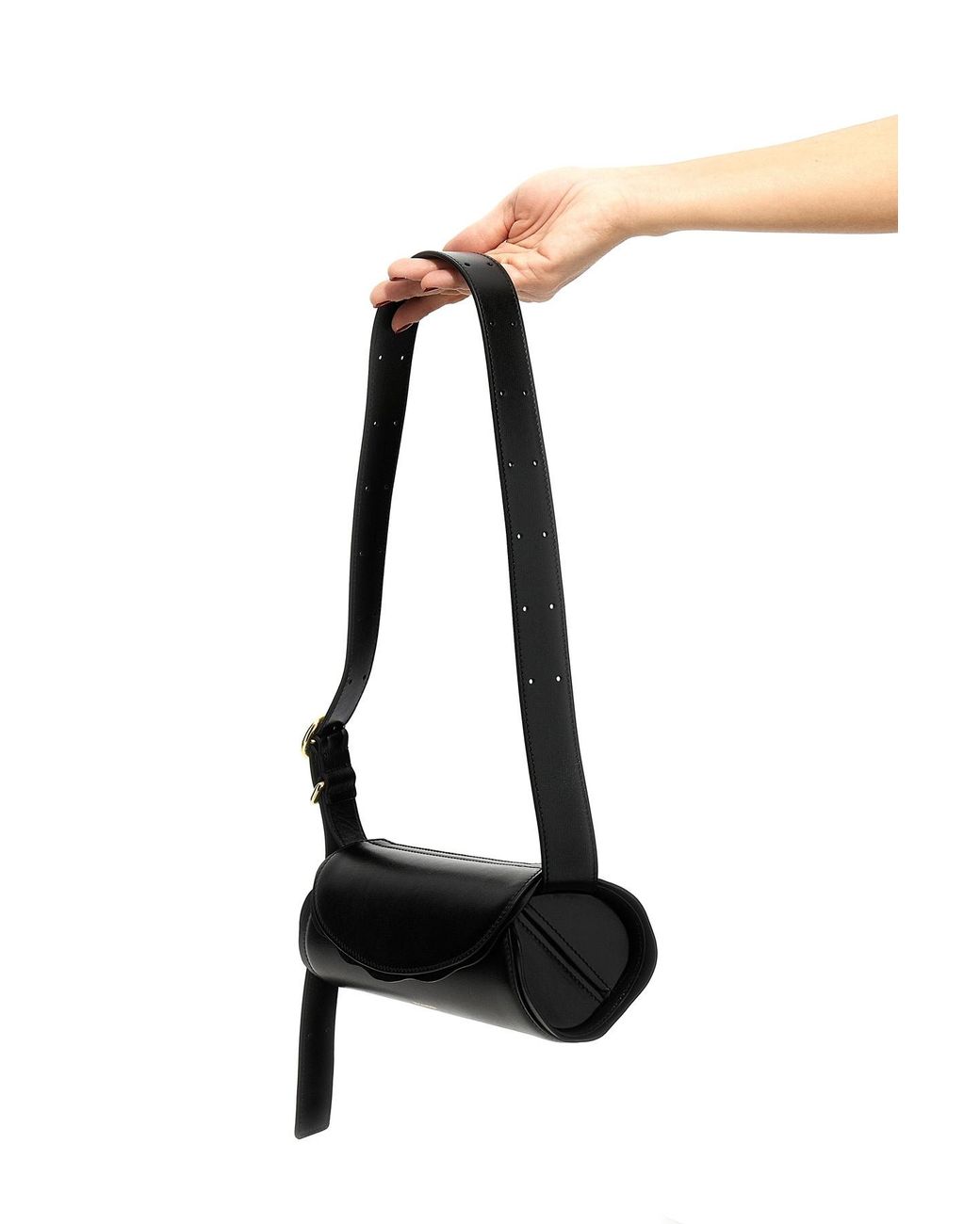 Jil Sander Black Cannolo Foldover Shoulder Bag