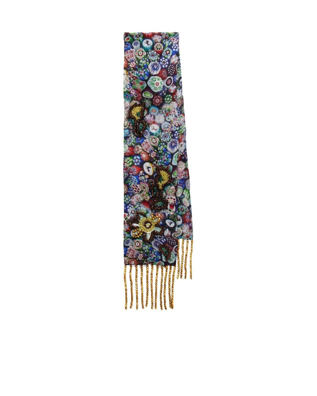 Dries Van Noten Blue Embroidered Viscose Scarf