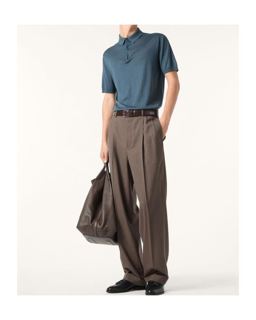 Loro Piana Blue Sottile Polo Shirt for men