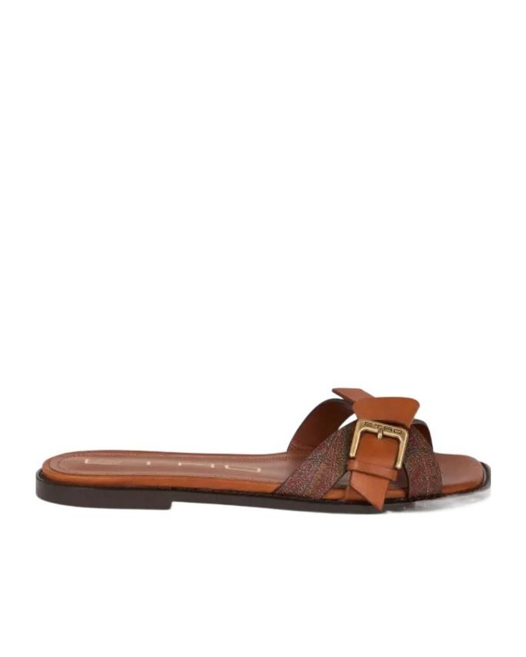 Etro Brown Paisley Slides