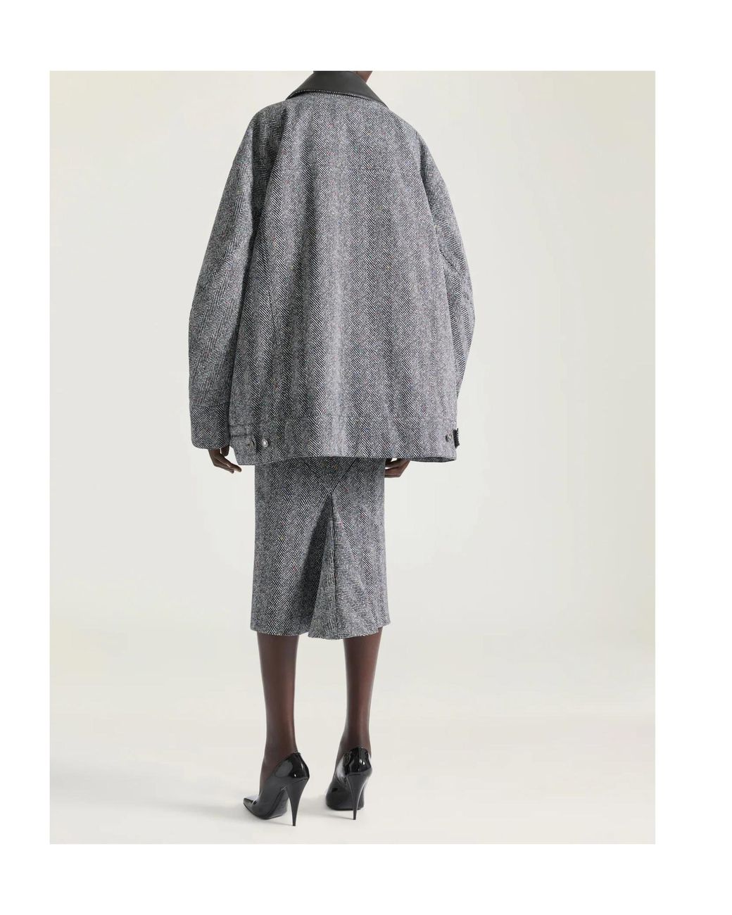 Givenchy Gray Herringbone Motif Midi Skirt