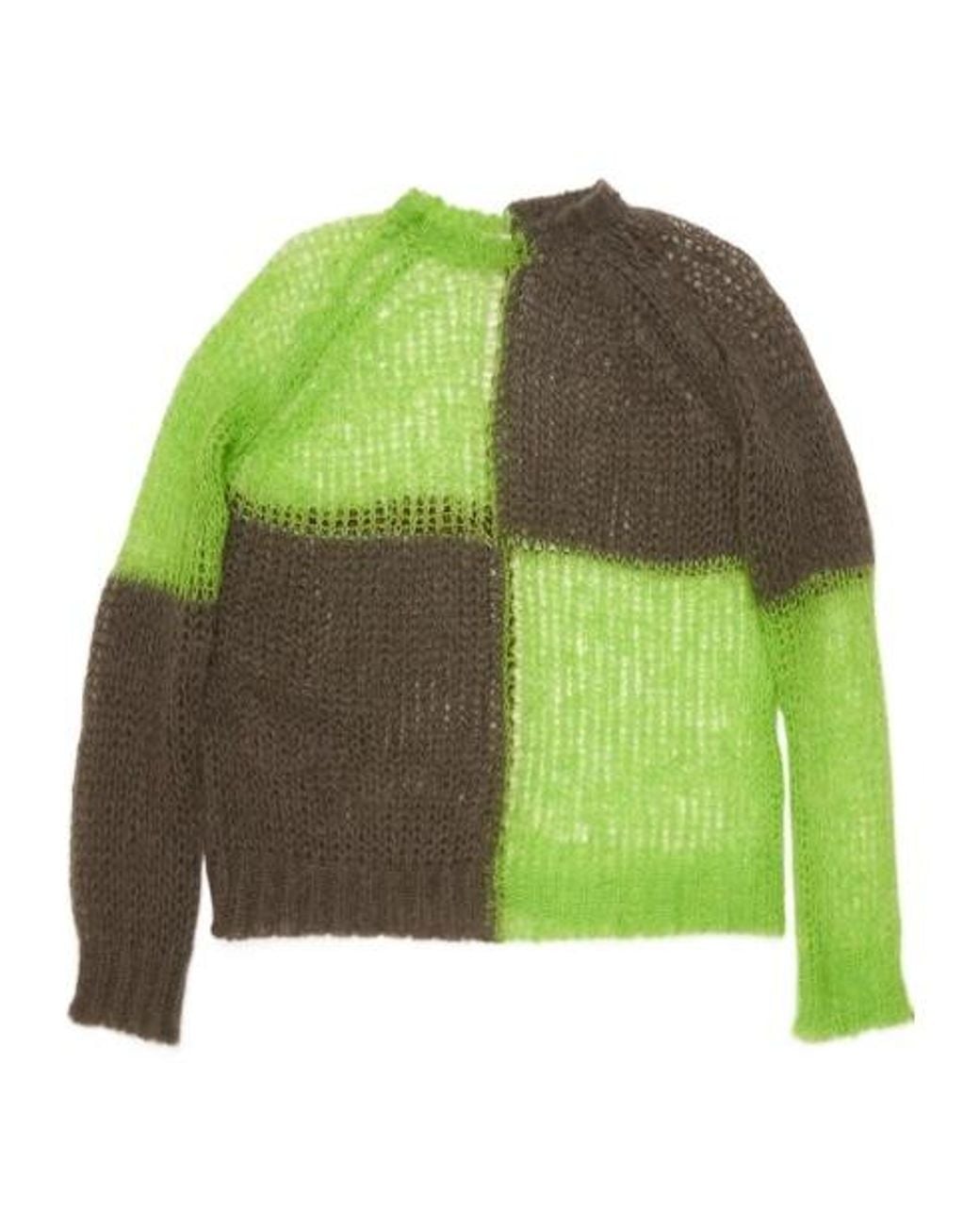 Acne Green Colour-Block Knit Sweater