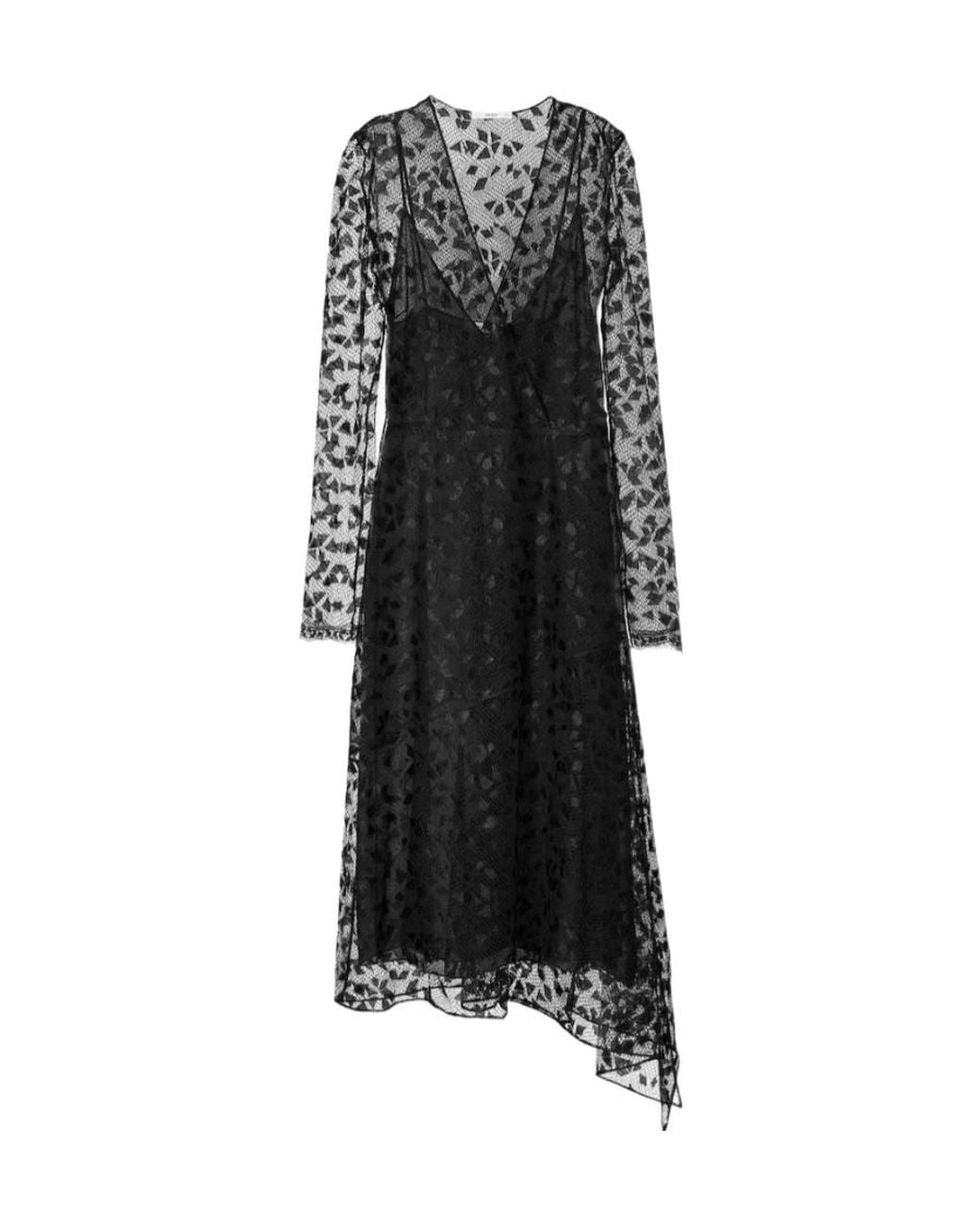 Fendi Gray Long Sleeved Mesh Midi Dress