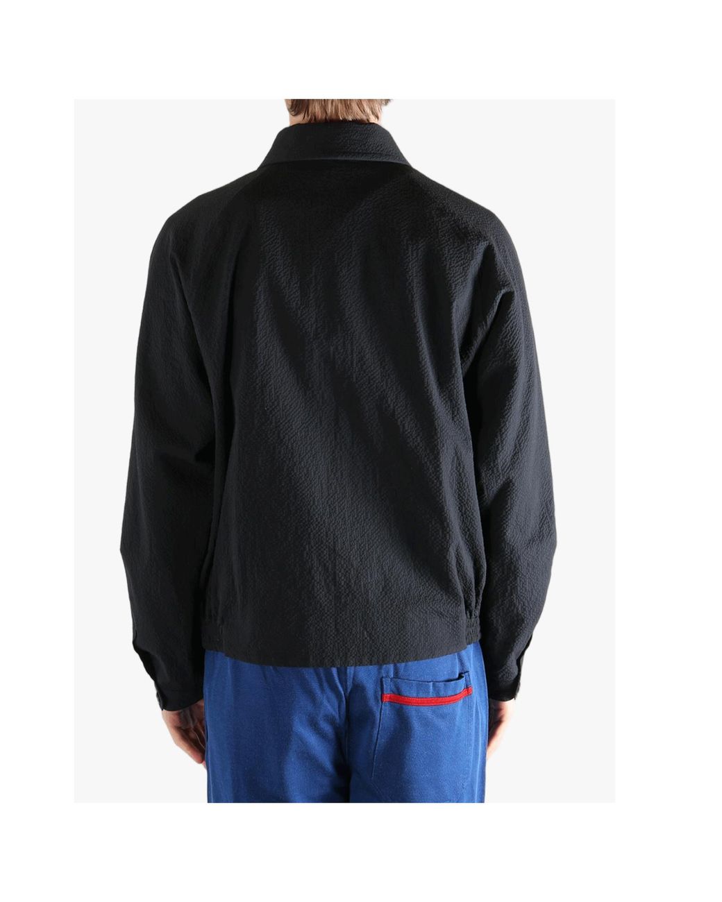 Bode Black Seersucker Coach's Bomber Jacket for men