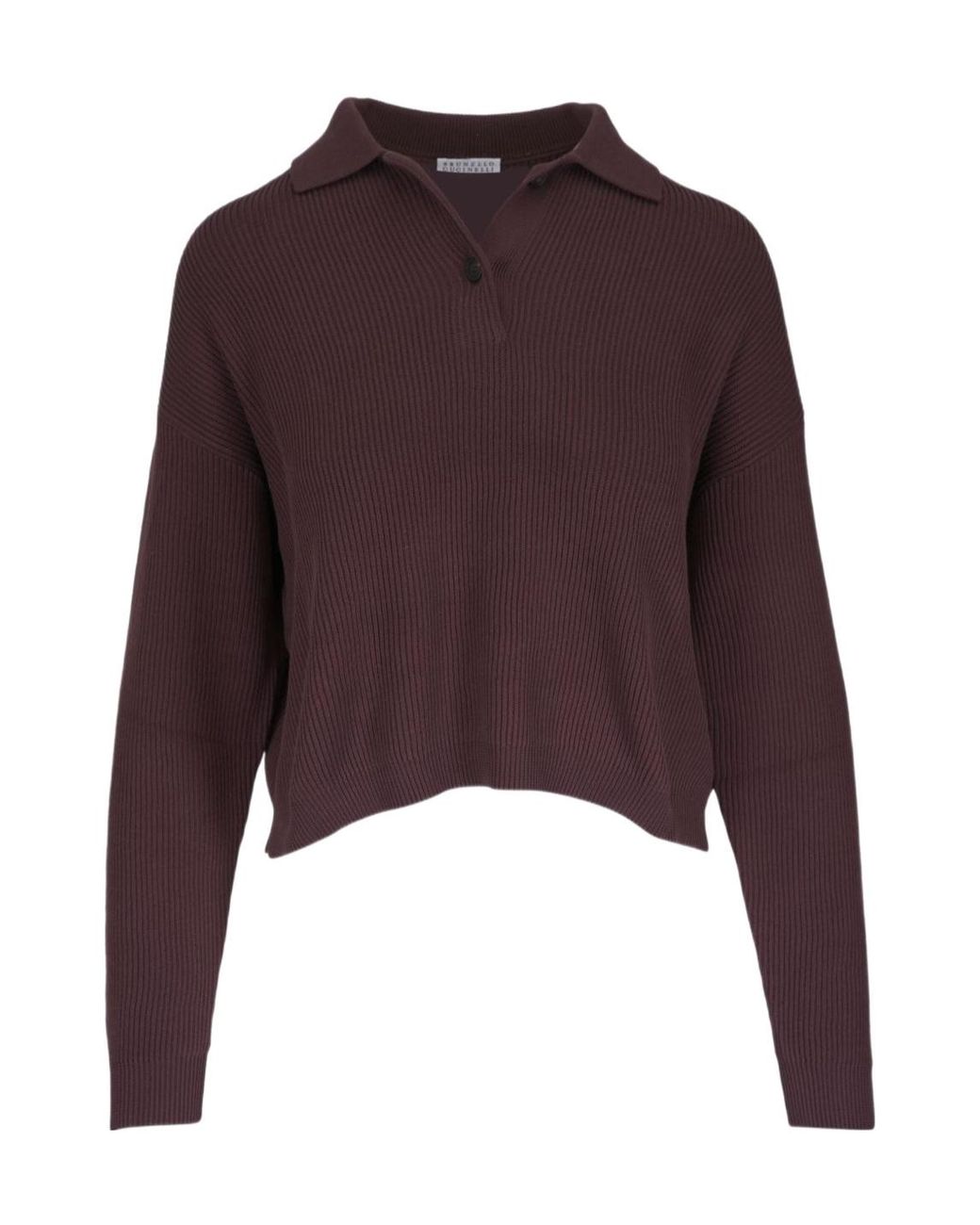 Brunello Cucinelli Purple Lapel Long Sleeve Sweater