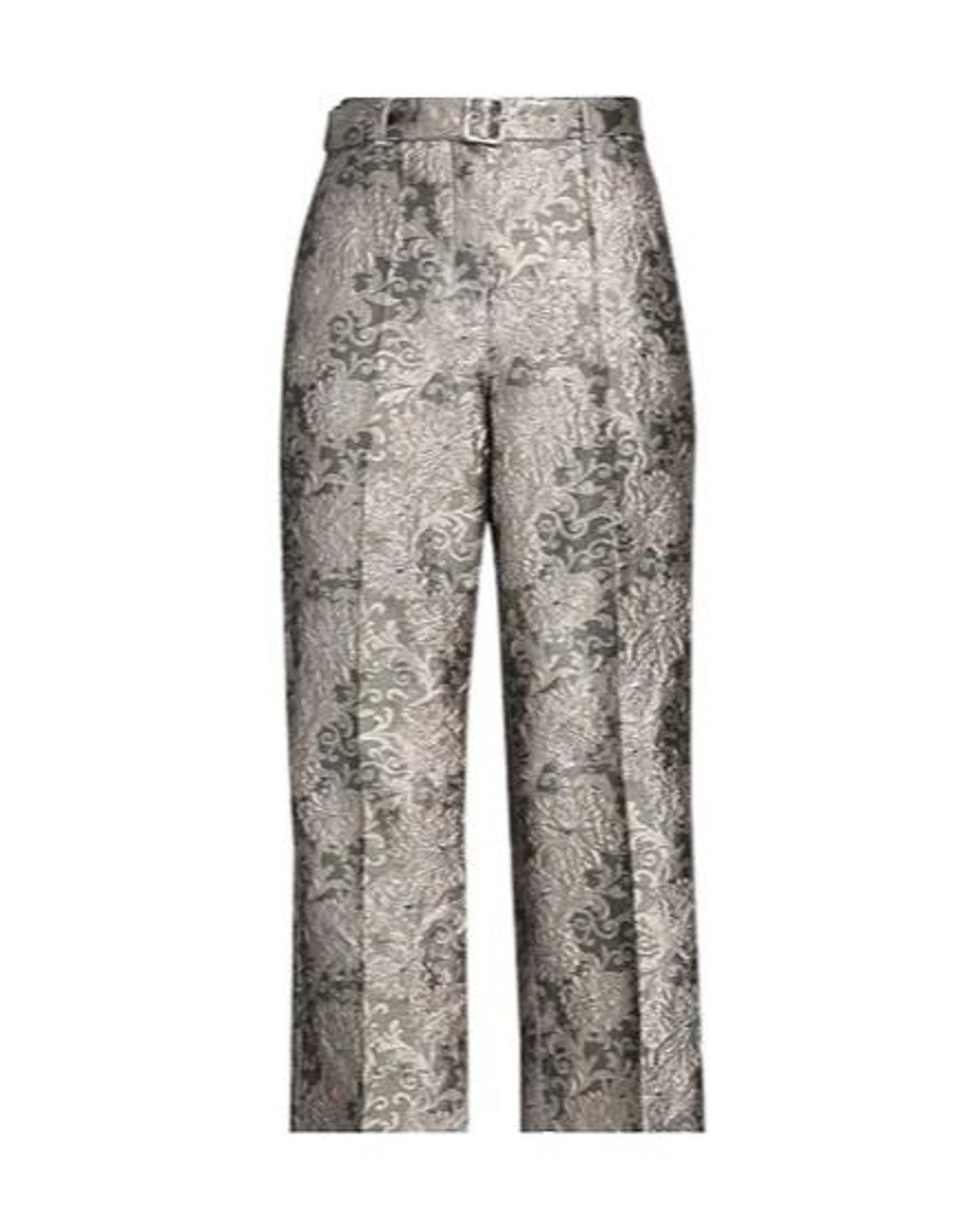 Max Mara Gray Patterned Straight-Leg Pants