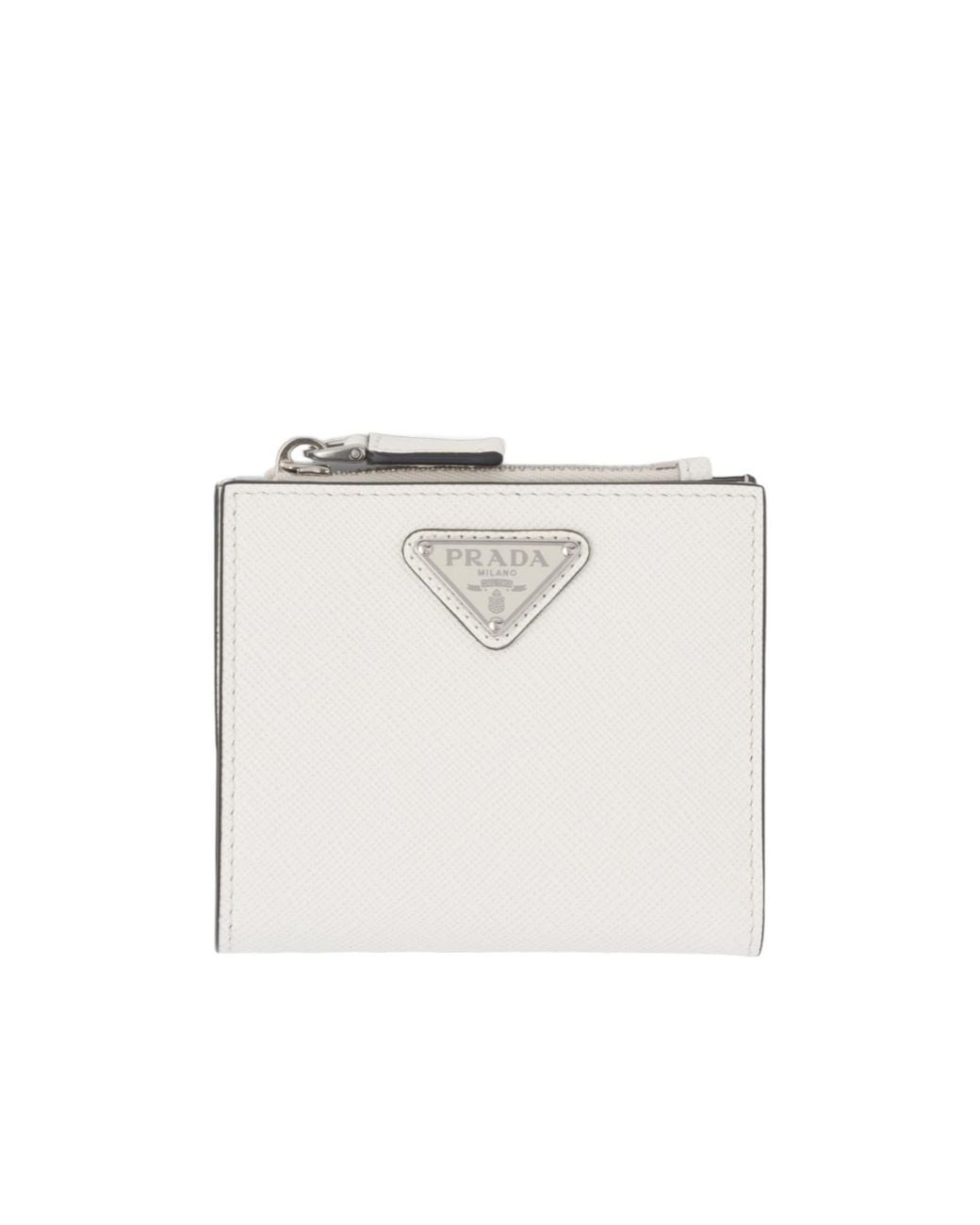 Prada White Small Saffiano Leather Wallet for men