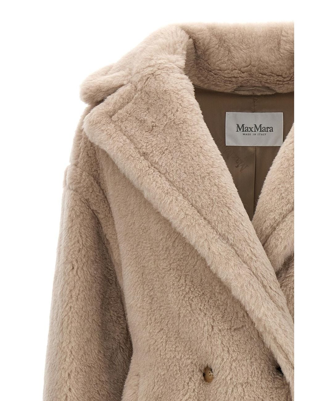 Max Mara Natural Tedgirl Button-Up Long Coat