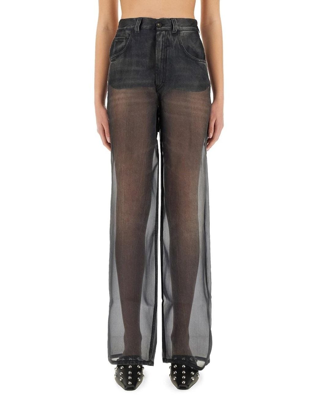 Haikure Gray Winona Sheer Wide-Leg Pants