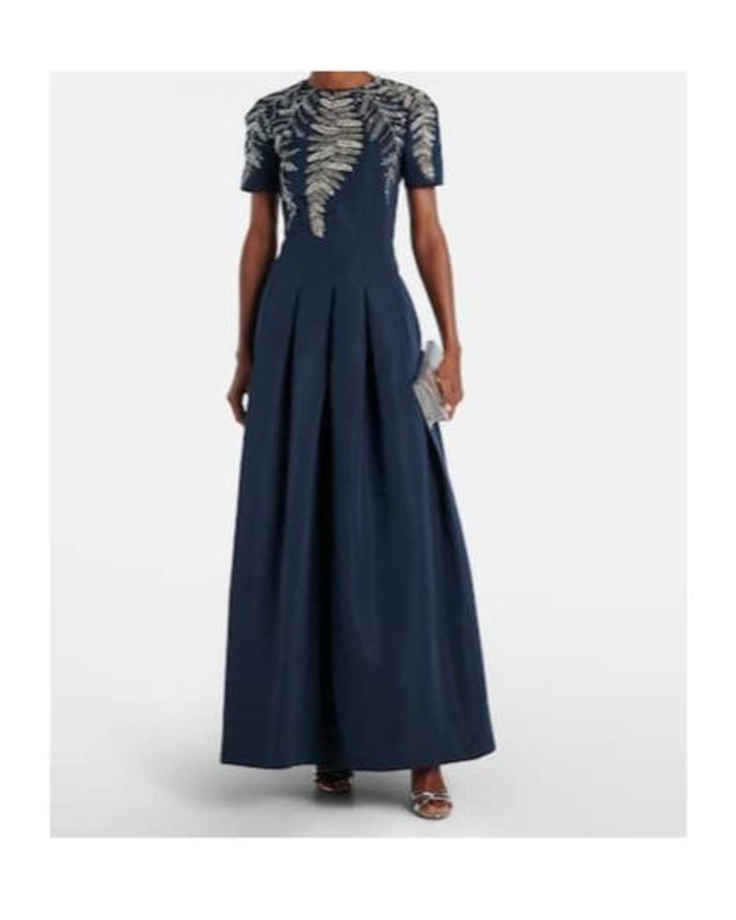 Oscar de la Renta Blue Embellished Faille Gown