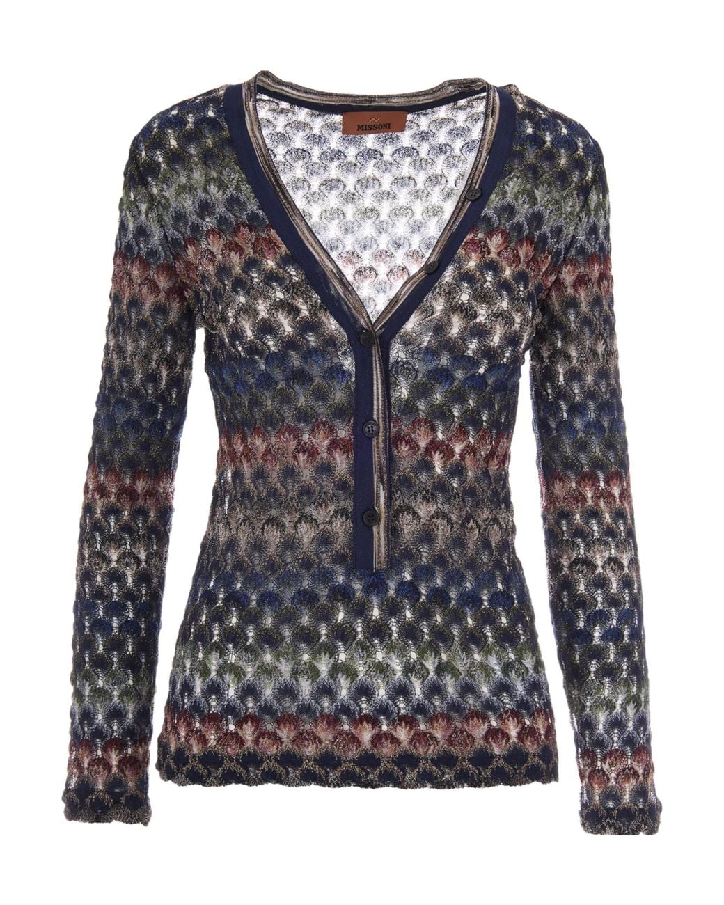 Missoni Blue Long Sleeve V-Neck Jumper