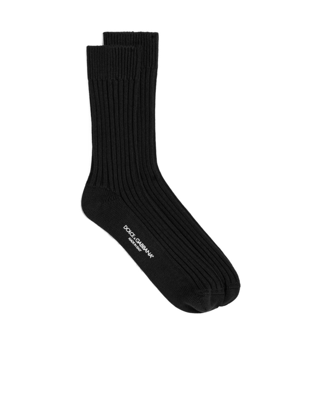 Dolce & Gabbana Black Ribbed Cotton Socks