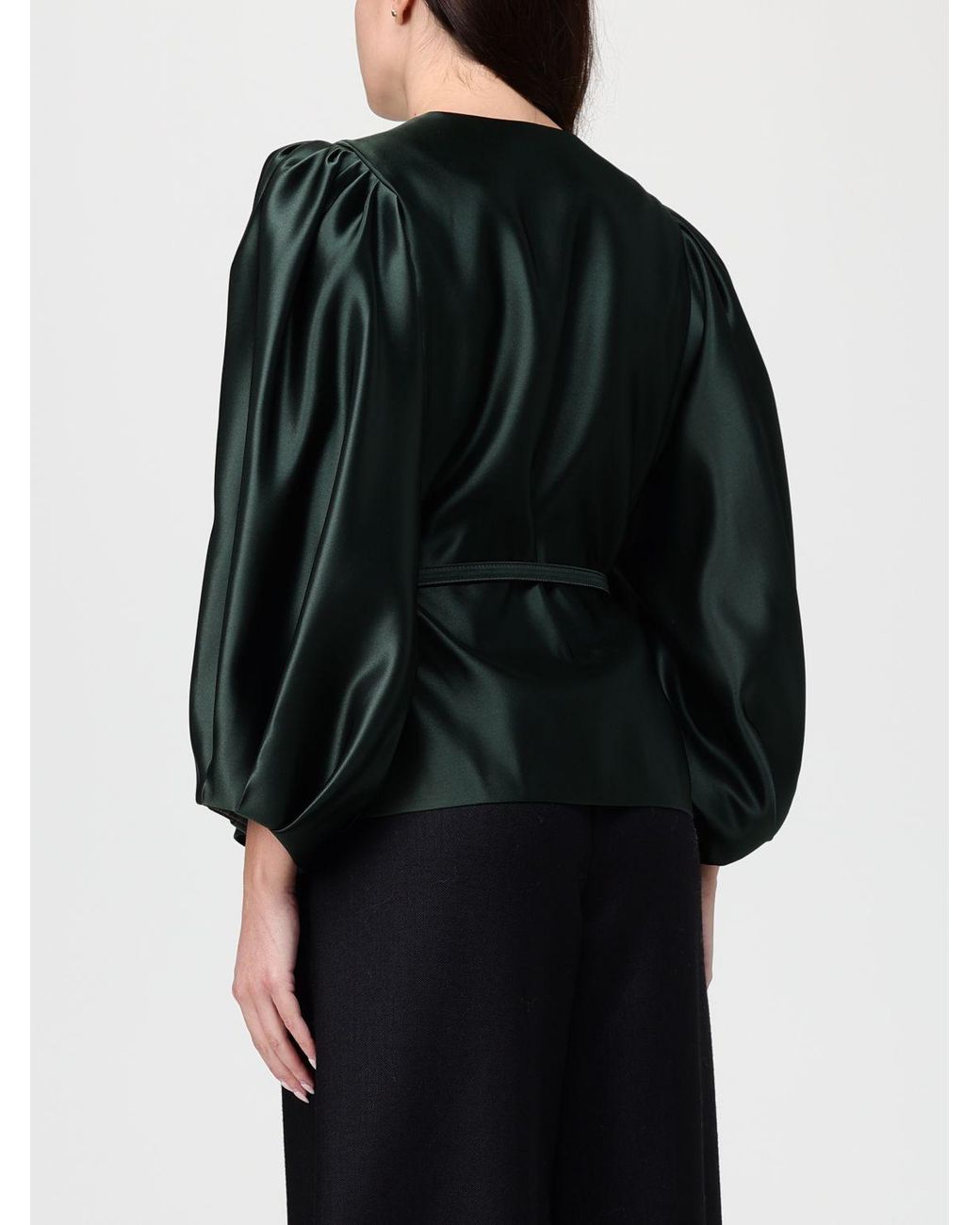 Fendi Green Duchess Crewneck Belted Jacket