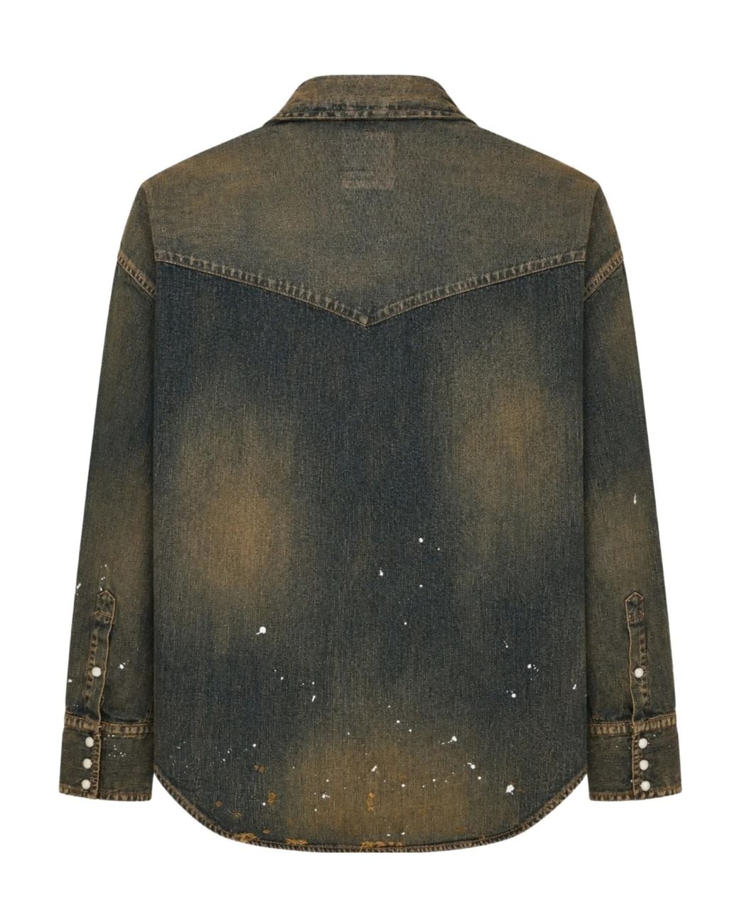 Maison Mihara Yasuhiro Green Flatted-Collar Denim Shirt for men