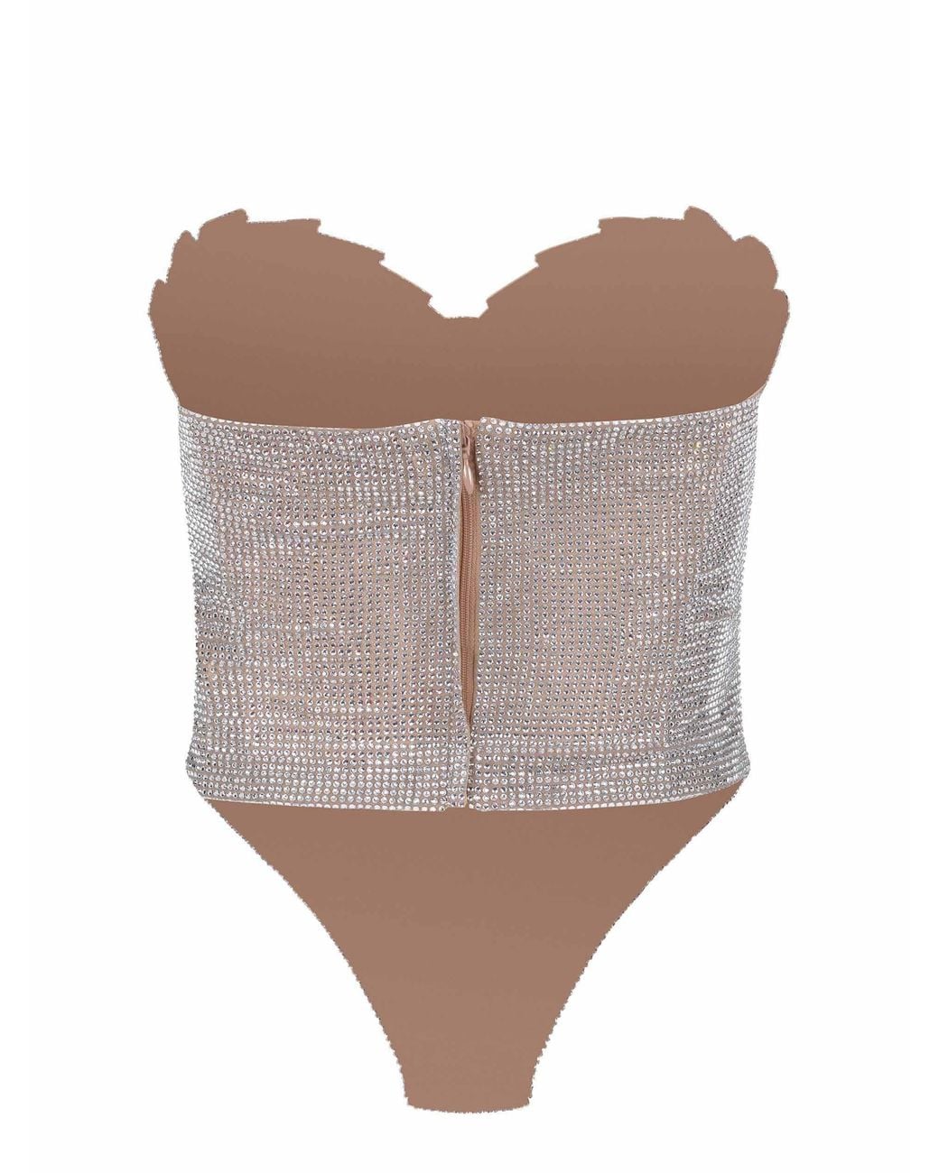 GIUSEPPE DI MORABITO Gray Rhinestone Bustier Top