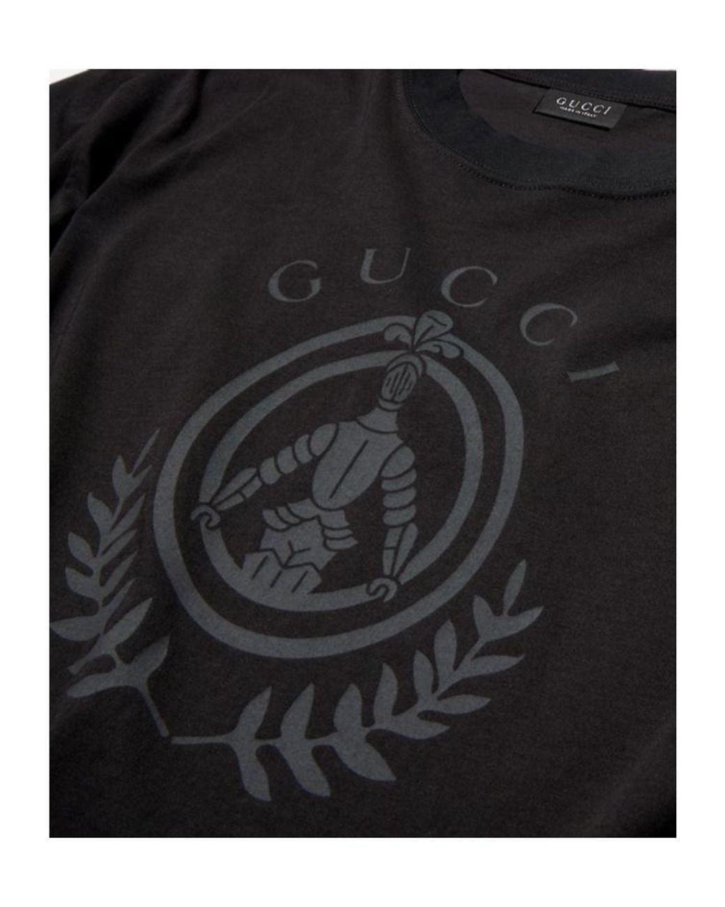 Gucci Black Cotton Jersey T-Shirt With Print for men