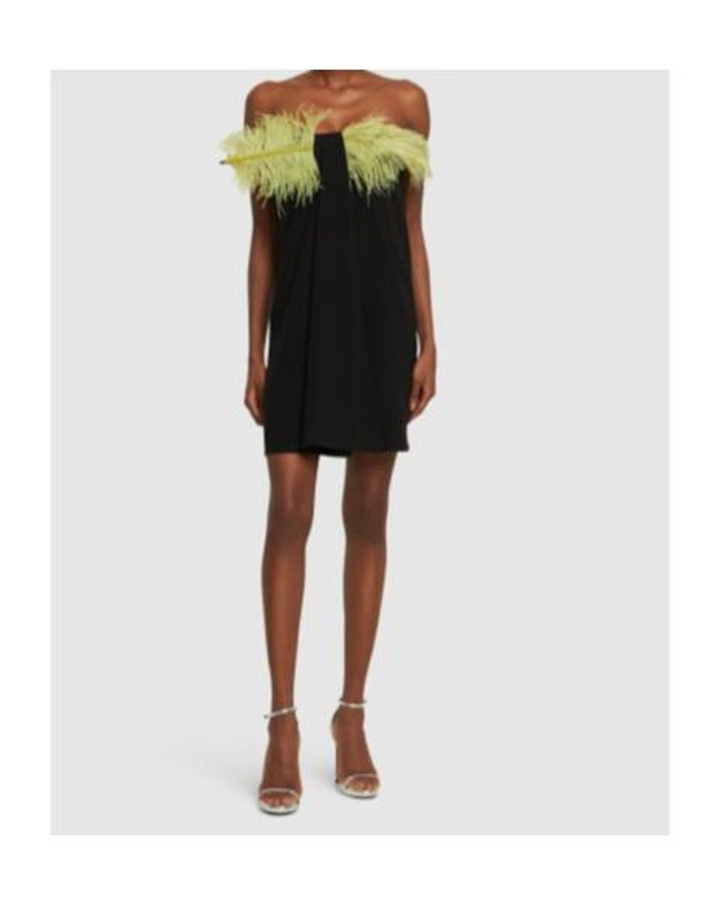 16Arlington Black Mirai Crepe Mini Dress W/Feathers