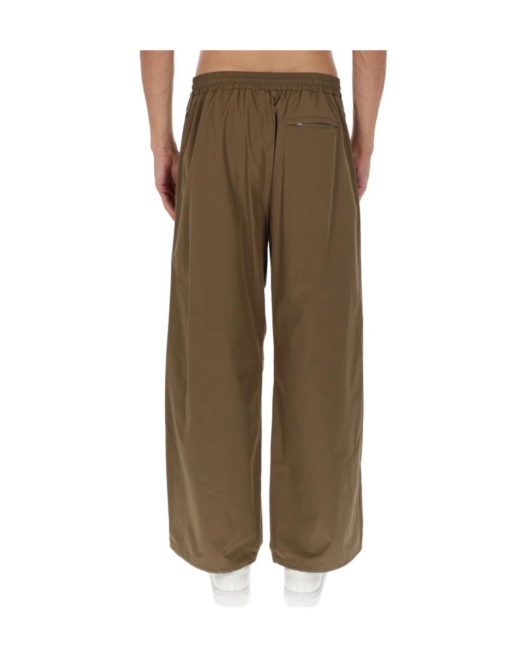 A.P.C. Green Wide Leg Elasticated Waistband Trousers for men