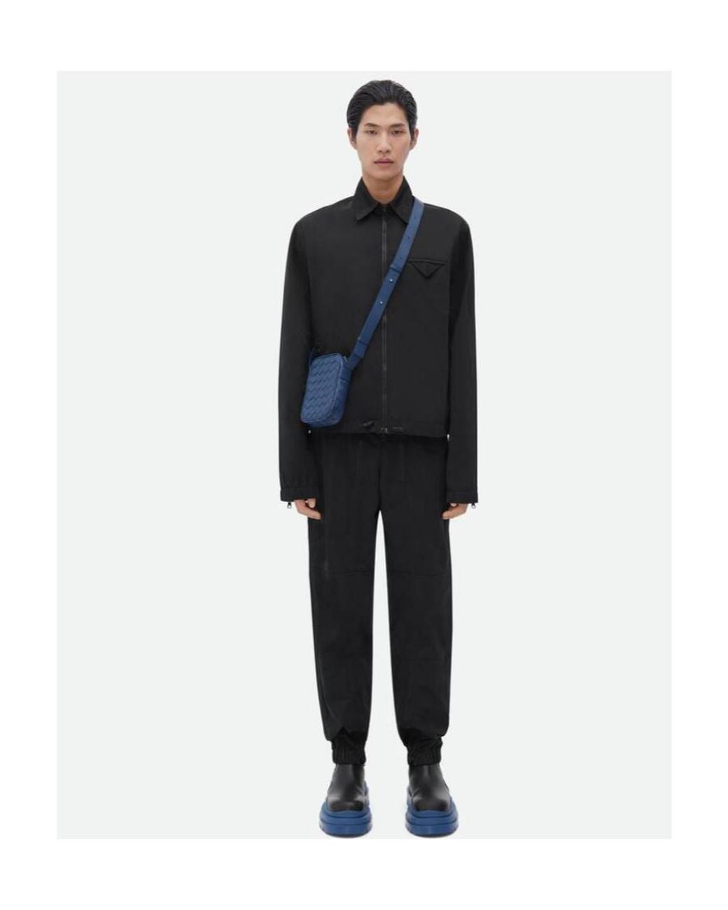 Bottega Veneta Blue Intrecciato Zipped Phone Pouch for men