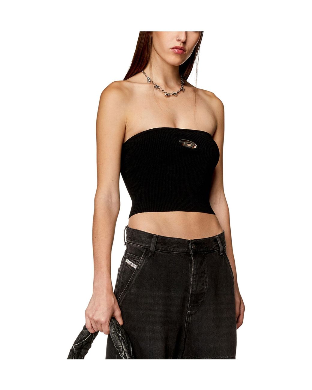 DIESEL Black M-Clarksvillex Logo Plaque Tube Top
