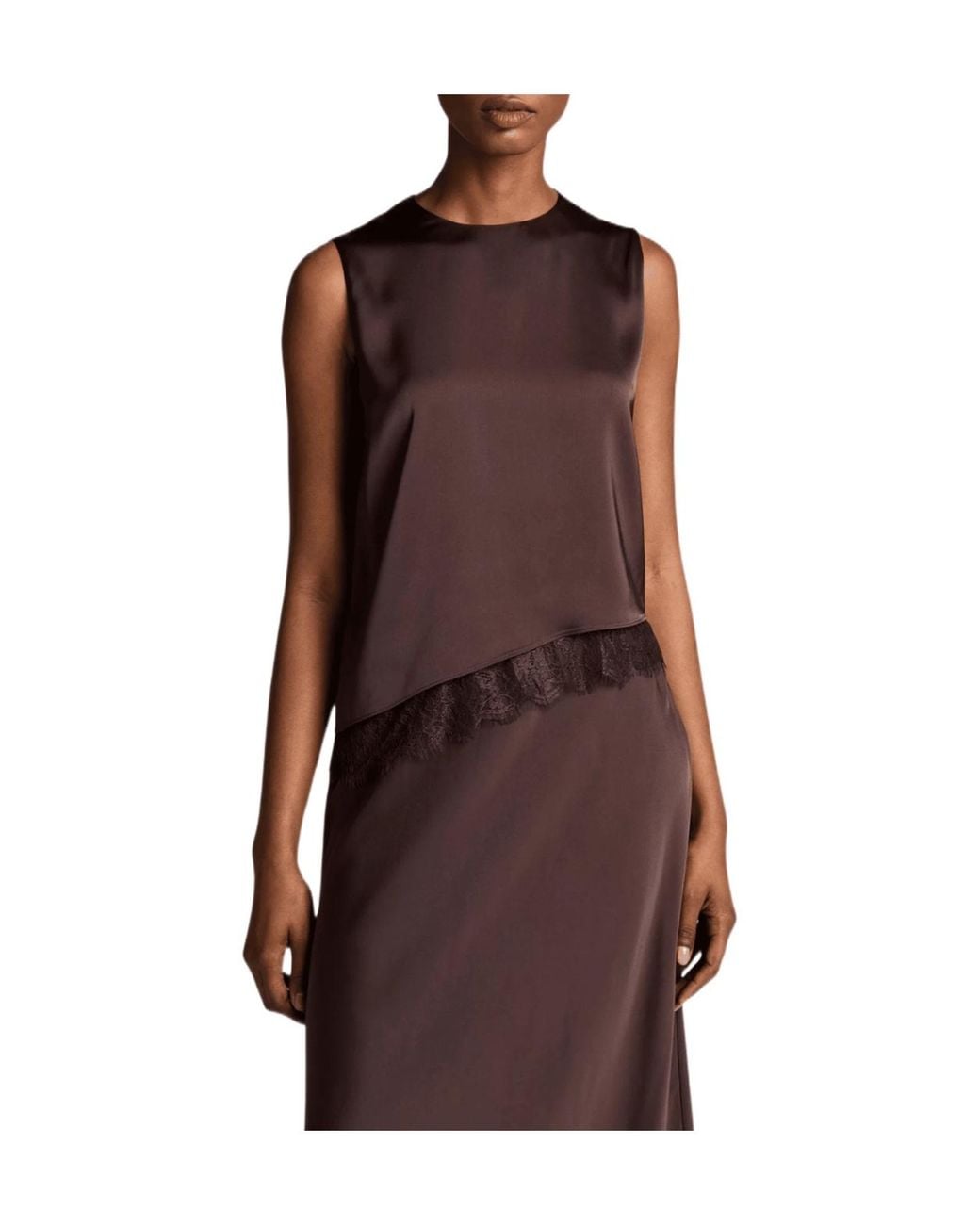 Vince Brown Asymmetrical Tank Top