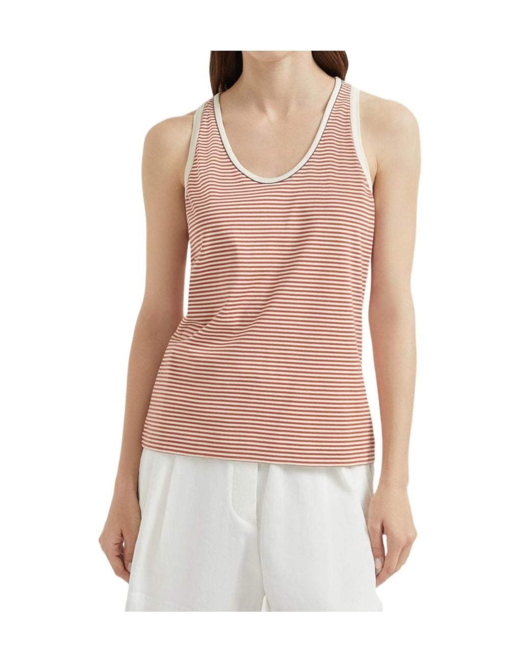 Brunello Cucinelli Red Striped Tank Top