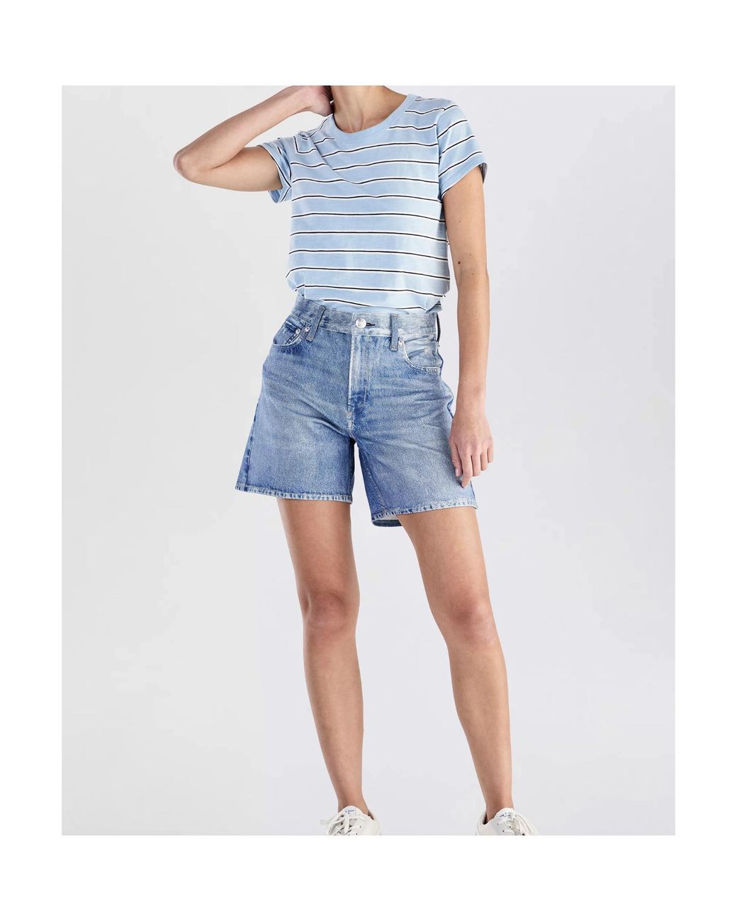 Rag & Bone Blue High-Waist Denim Shorts