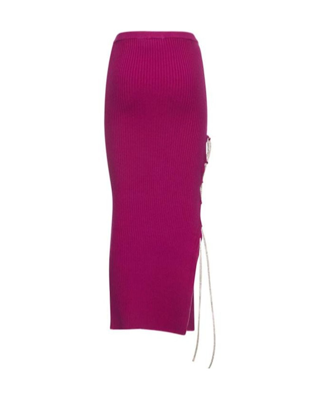 GIUSEPPE DI MORABITO Pink Embellished Wool Knit Midi Skirt
