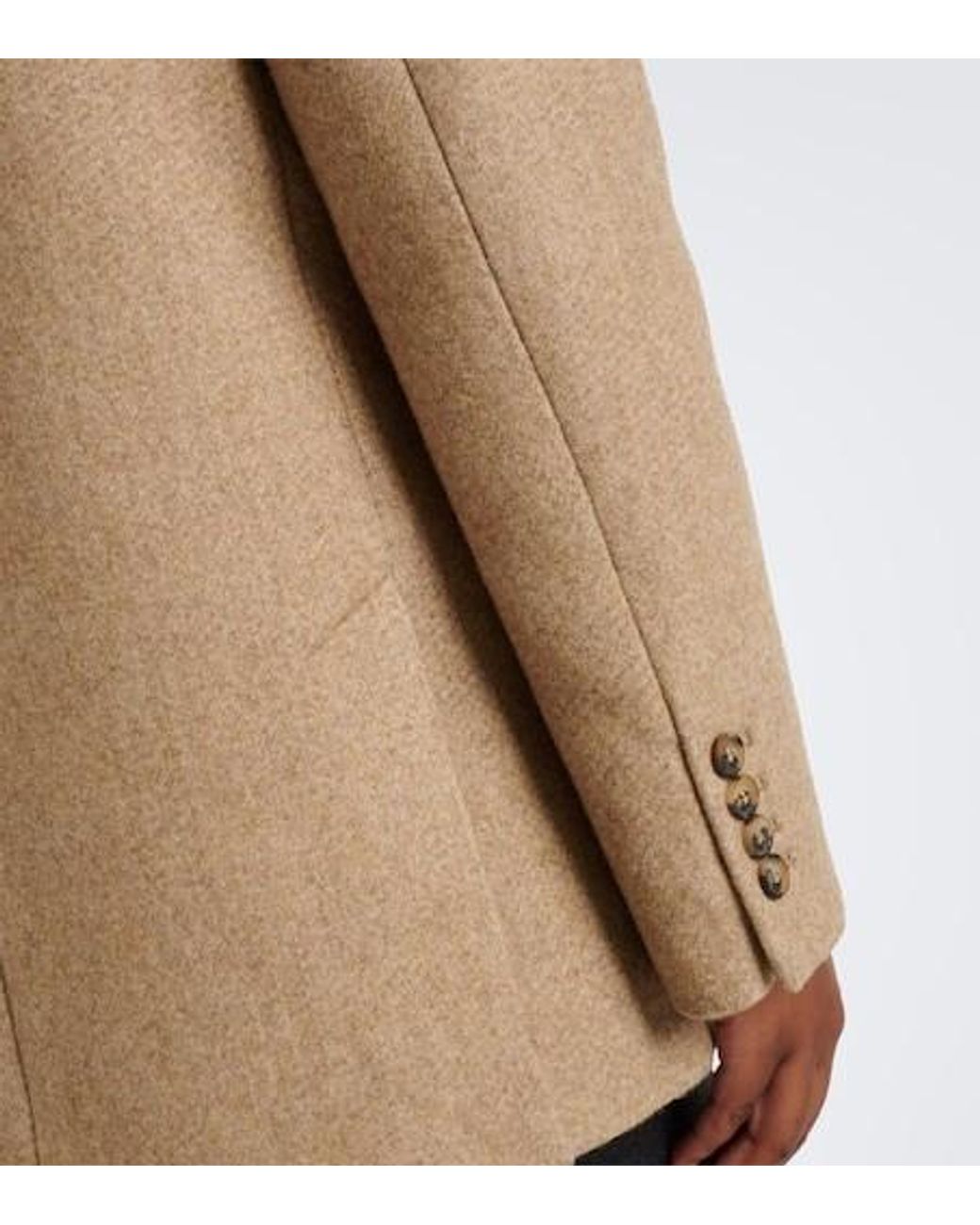 Victoria Beckham Natural Double-Breasted Wool-Blend Blazer
