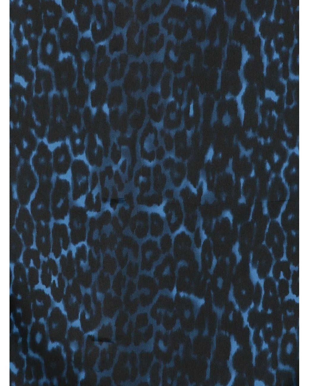Lanvin Blue Leopard-Print Silk Scarf