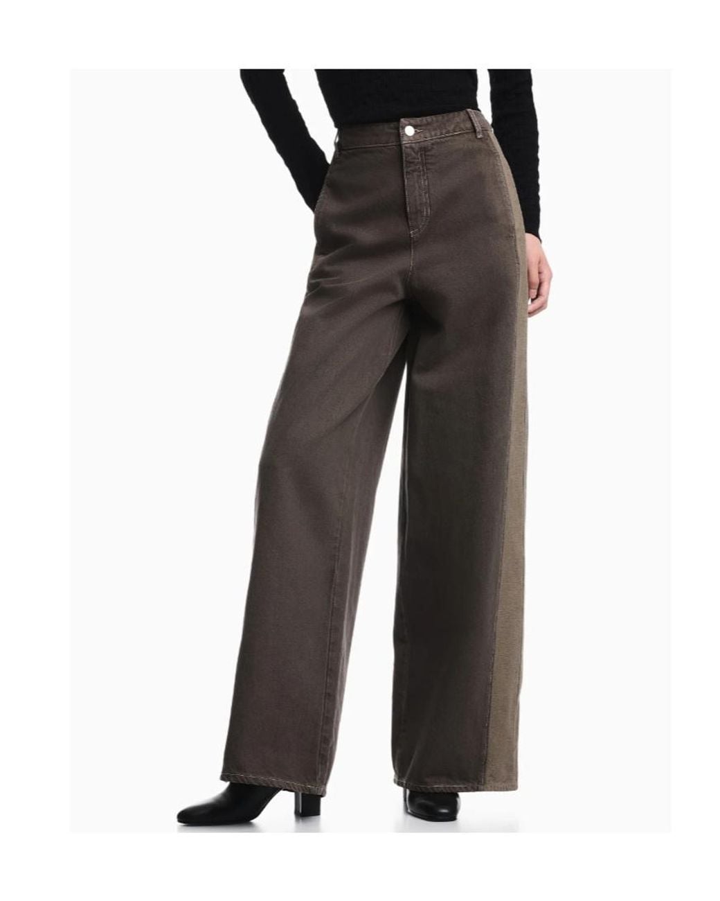 Emporio Armani Gray Five-Pocket Wide-Leg Jeans