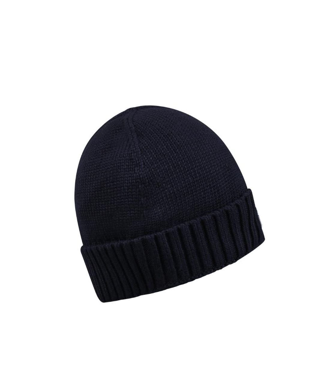 Stone Island Blue Logo-Patch Ribbed-Knit Beanie