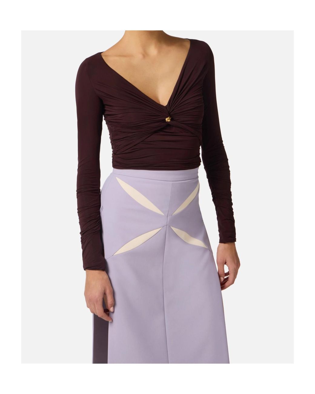 Elisabetta Franchi Purple Long-Sleeved Jersey Top