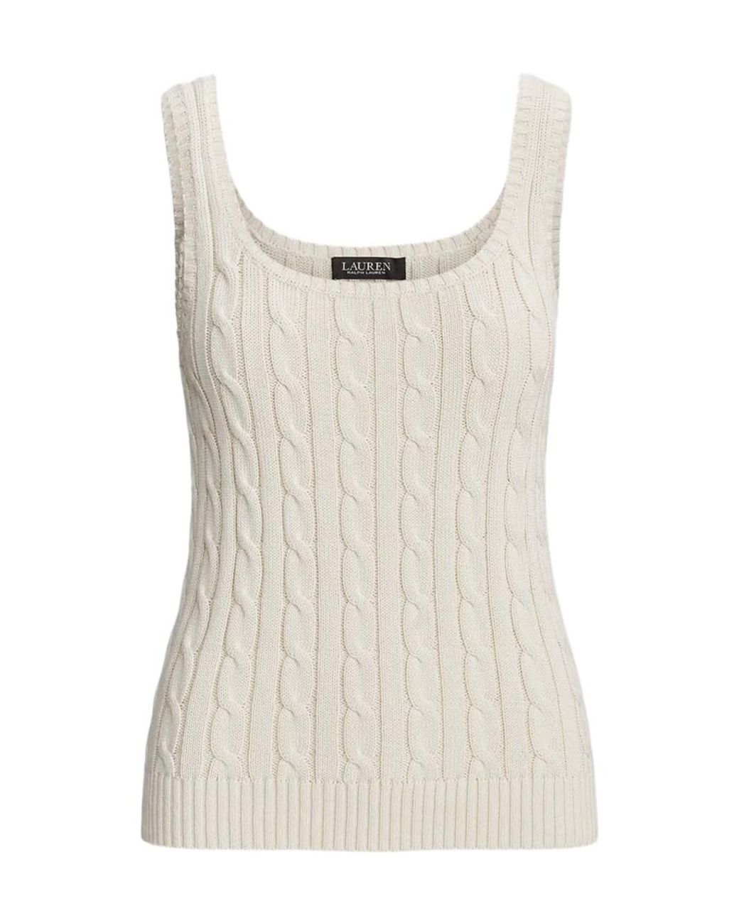 Ralph Lauren Natural Cable-Knit Scoop-Neck Top