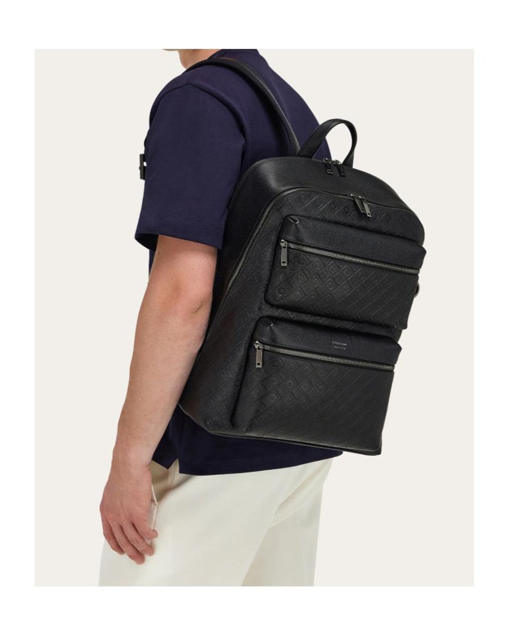 Ferragamo Black Ferragamo Monogram Backpack for men