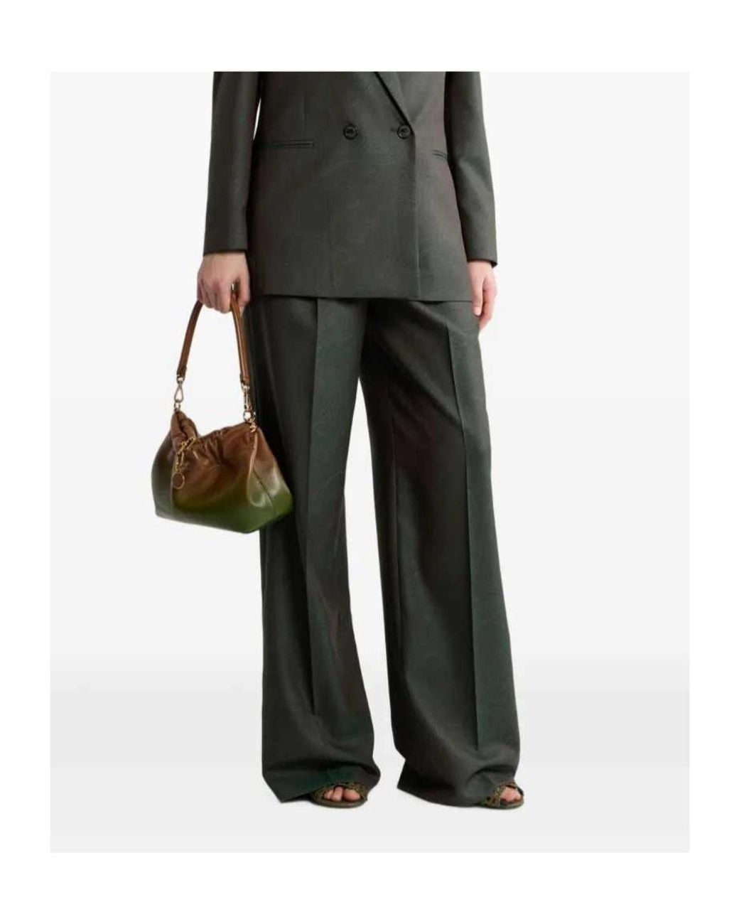 Etro Gray Wool Jacquard Trousers With Pleats And Paisley Motif