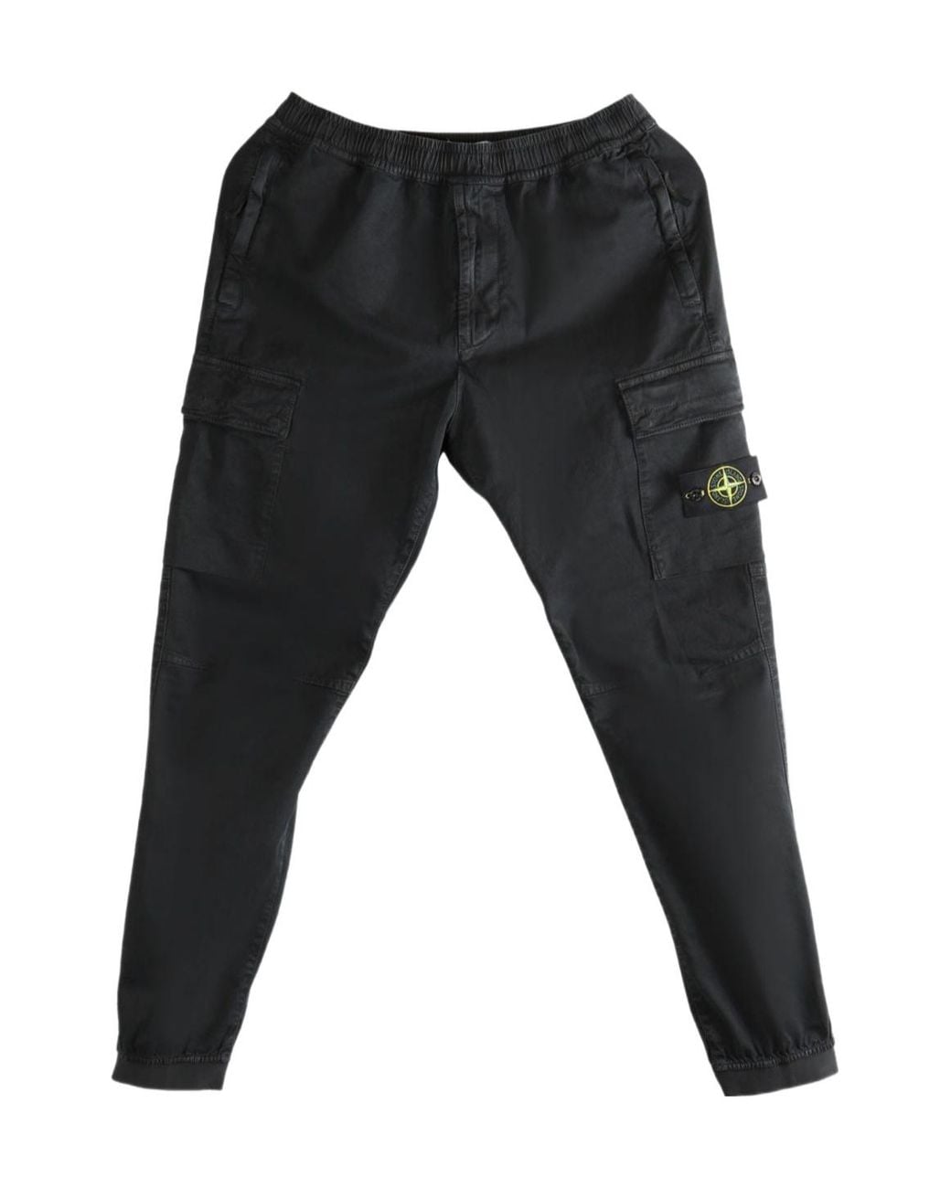 Stone Island Black Elasticated Cargo Pants for men