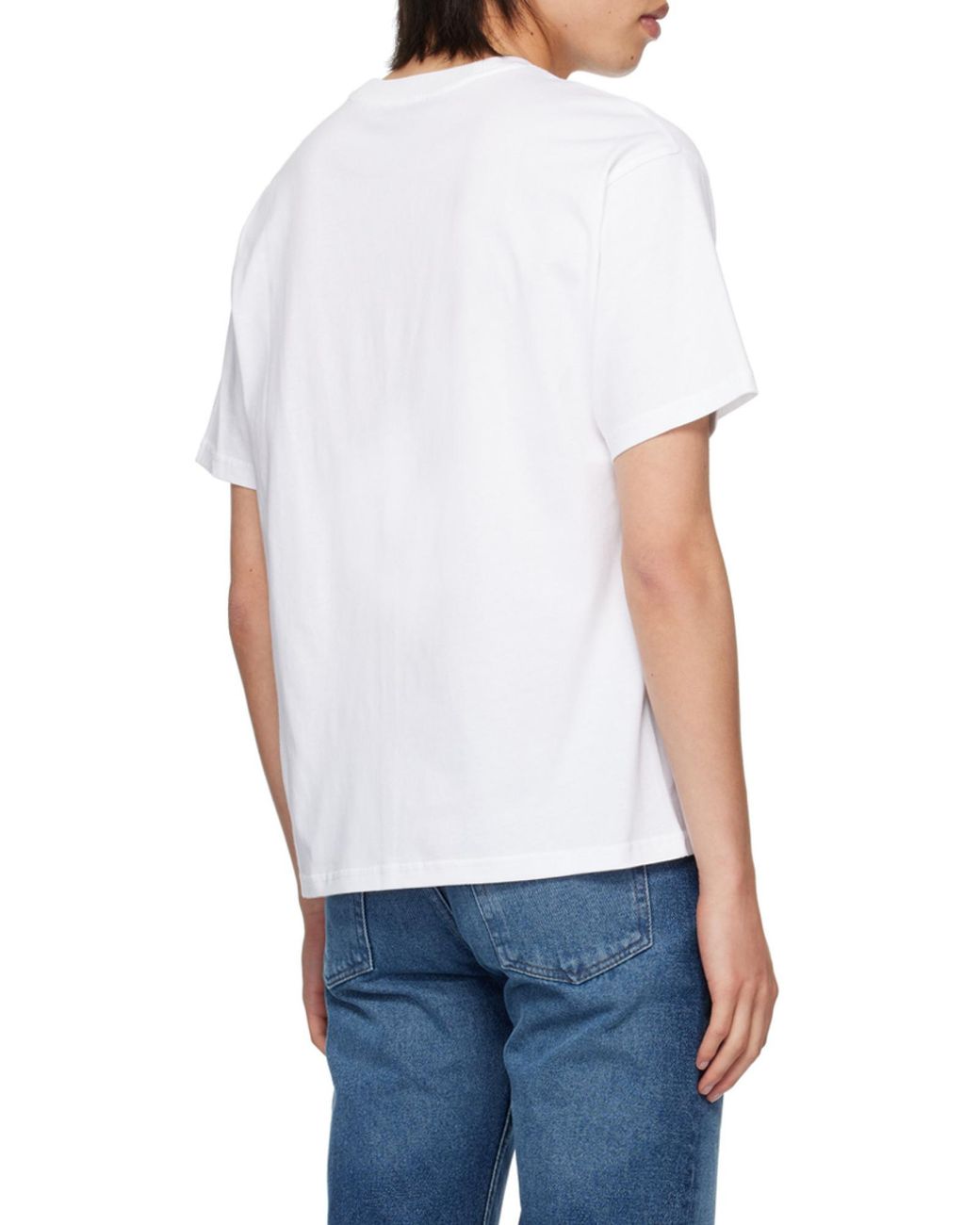 A.P.C. White Logo Detailed Crewneck T-Shirt for men