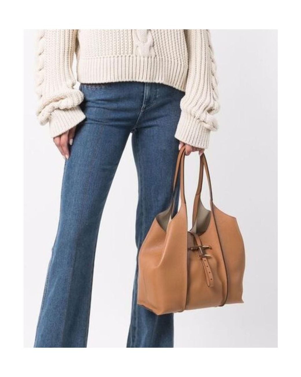 Tod's Brown T-Plaque Tote Bag