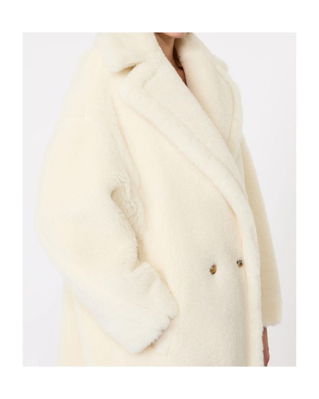 Max Mara White Tedgirl Buttoned Long Coat