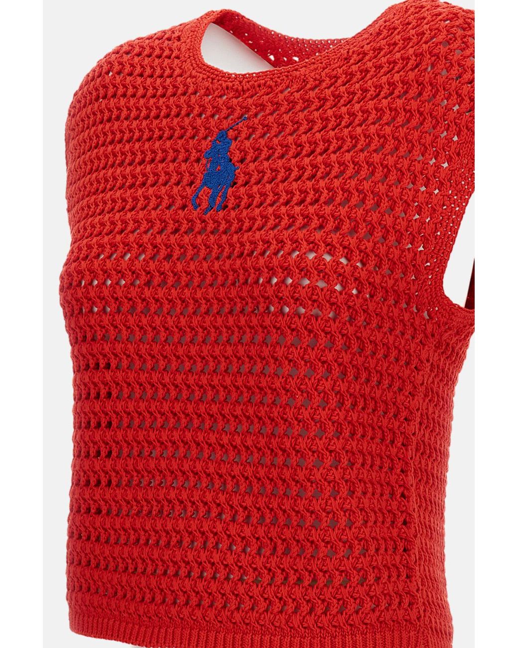 Polo Ralph Lauren Crochet Logo Embroidered Sleeveless Top